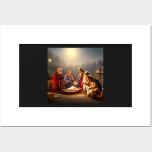 Christmas nativity scene as imagined by an AI art generator Posters and Art